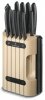 Zestaw noży kuchennych Victorinox 6.7153.11 - 11 elementów ze stalą nierdzewną, blok drewniany, do krojenia - 22 cm - Swiss Classic